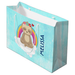 Bolsa De Regalo Grande Perezoso Marrón Adorable, Meditando en una Nube