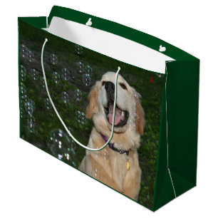 Bolsa De Regalo Grande Perrito del golden retriever en burbujas