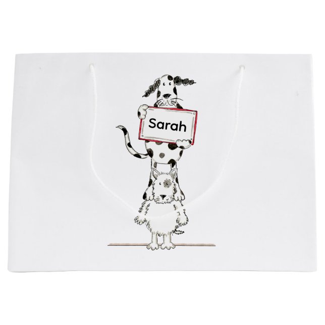 Bolsa De Regalo Grande Perro acróbata lindo personalizado (Anverso)