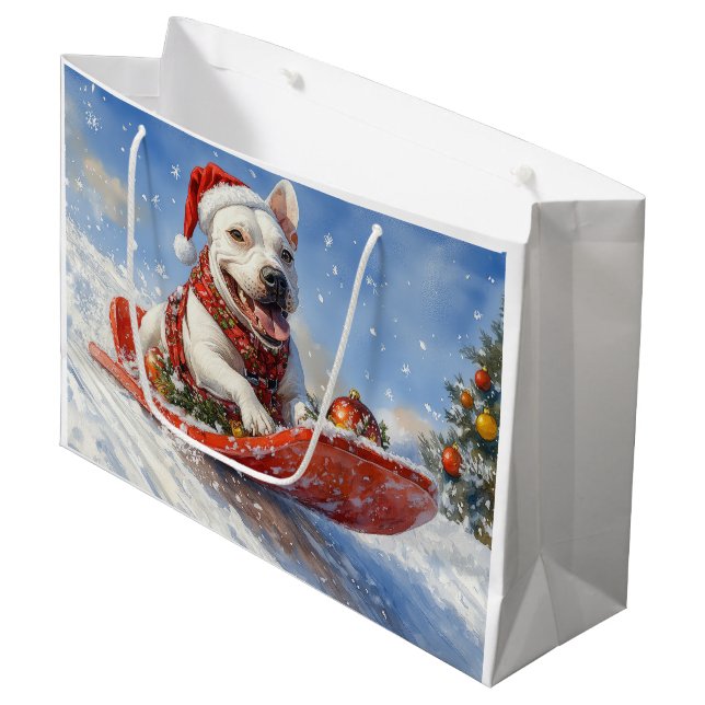 Bolsa De Regalo Grande Perro asqueroso con nieve, Navidades que nieva (Angulo Anverso)