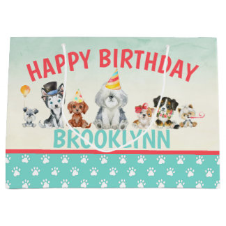 Bolsa De Regalo Grande Perro cachorro feliz cumpleaños