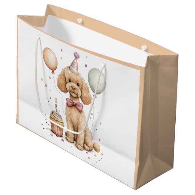 Bolsa De Regalo Grande Perro Caniche Estándar Cumpleaños (Angulo Anverso)