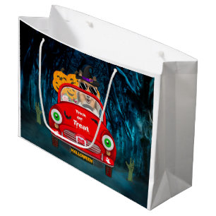 Bolsa De Regalo Grande Perro Collie Áspero Conduciendo Coche Espeluznante