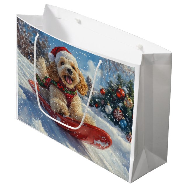 Bolsa De Regalo Grande Perro coquetero español con manchas y Navidades de (Angulo Anverso)