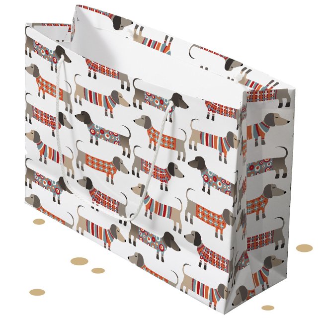 Bolsa De Regalo Grande Perro Dachshund Sausage (Fun Dachshund Wiener Sausage dog pattern gift bag)