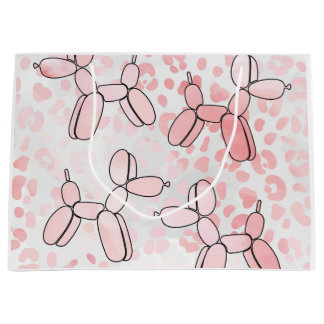 Bolsa De Regalo Grande Perro de globo rosa leopardo