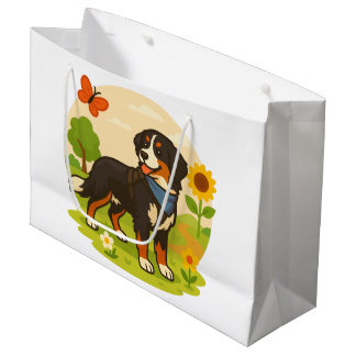 Bolsa De Regalo Grande Perro de montaña de Berna lindo con girasol y mant