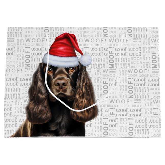 Bolsa De Regalo Grande Perro de Navidad Chocolate Cocker Spaniel Fiesta (Anverso)