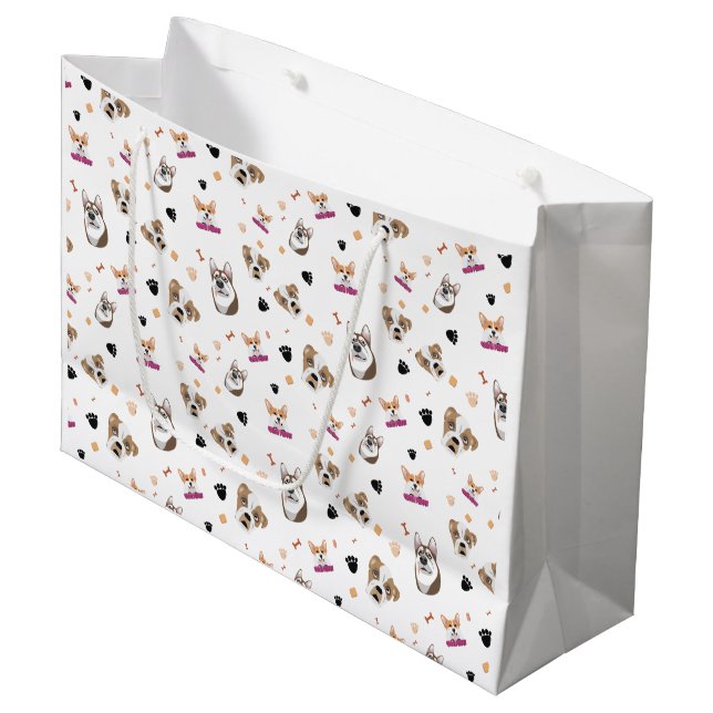 Bolsa De Regalo Grande Perro de patrón V1 (Angulo Anverso)