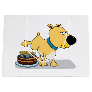 Bolsa De Regalo Grande Perro divertido que hace pis en la torta de