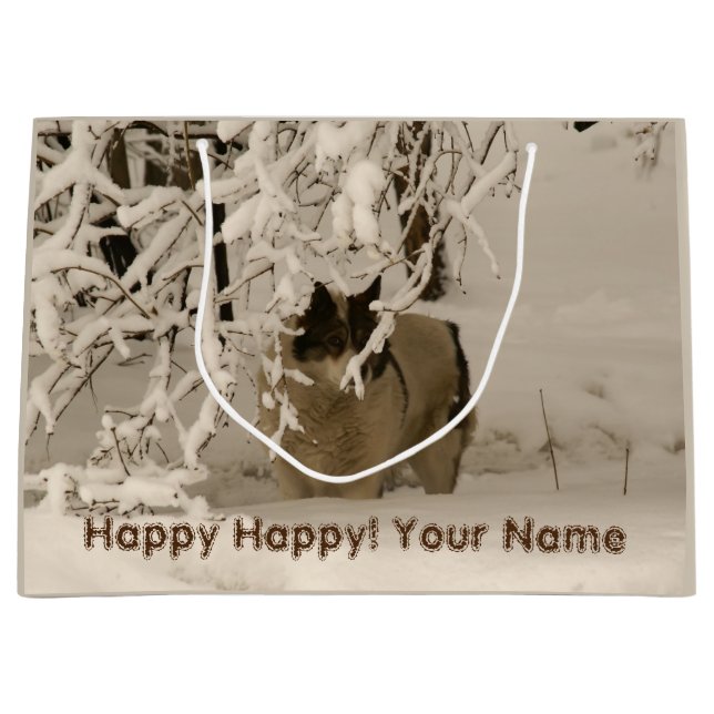 Bolsa De Regalo Grande Perro en invierno (Anverso)