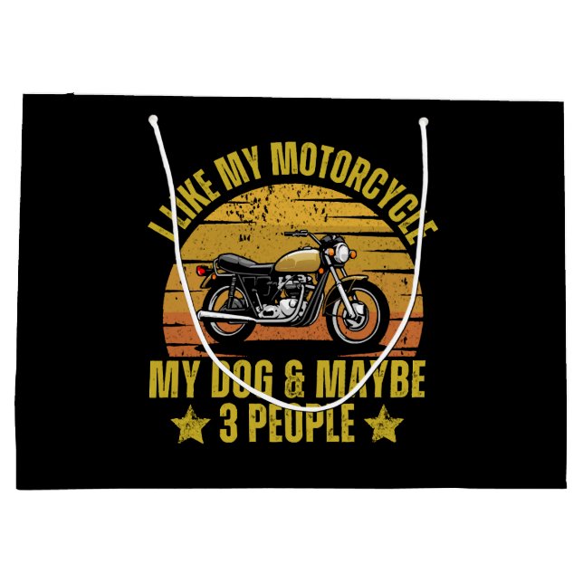 Bolsa De Regalo Grande Perro Motocicleta (Reverso)