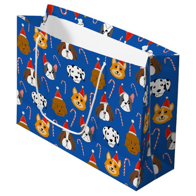 Bolsa De Regalo Grande Perro Navidad Cute Patterado (Angulo Anverso)