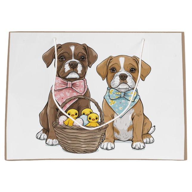 Bolsa De Regalo Grande Perros Boxer de Pascua (Anverso)