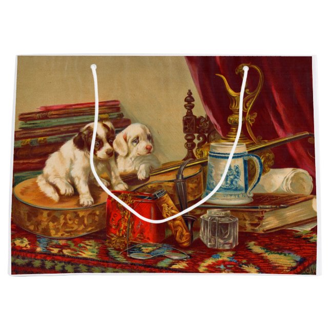 Bolsa De Regalo Grande Perros cachorros de Victoria y material impreso (Anverso)