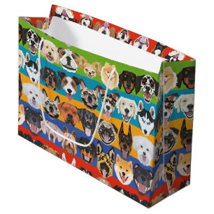Bolsa De Regalo Grande Perros coloridos con un patrón sin fisuras de Ilu