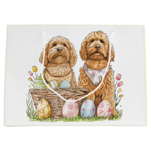 Bolsa De Regalo Grande Perros de Easter Goldendoodle (Anverso)