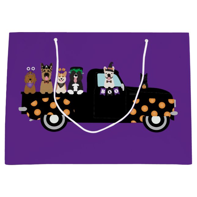 Bolsa De Regalo Grande Perros De Halloween En Un Camión De Recogida (Anverso)