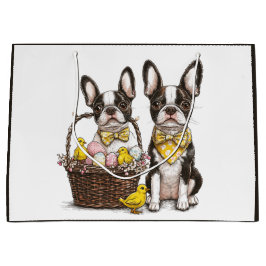 Bolsa De Regalo Grande Perros de Pascua de Boston Terrier