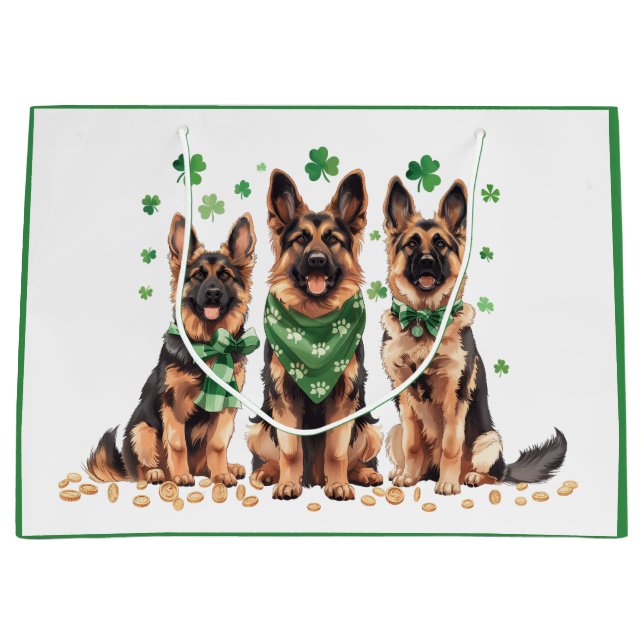 Bolsa De Regalo Grande Perros de pastores alemanes del Día de San Patrici (Anverso)