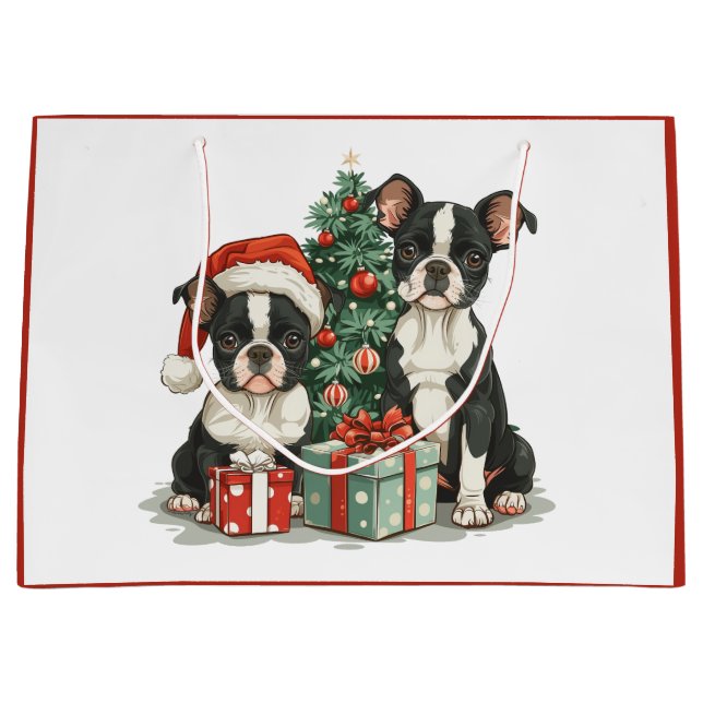Bolsa De Regalo Grande Perros del Boston Terrier (Anverso)