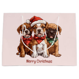 Bolsa De Regalo Grande Perros del Boxer navideño