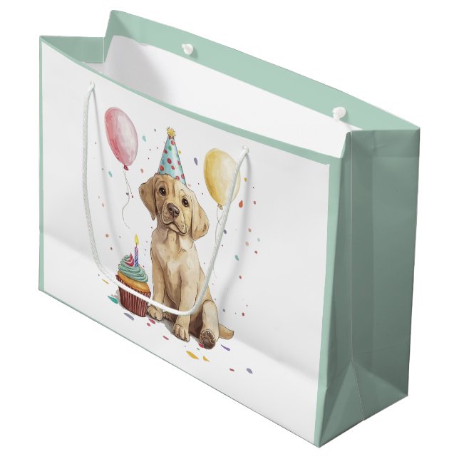 Bolsa De Regalo Grande Perros Labrador Retriever de cumpleaños (Angulo Anverso)