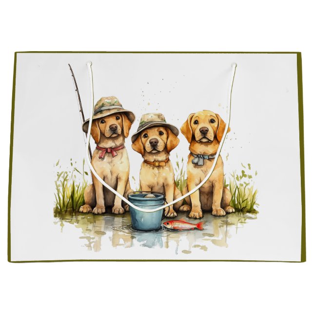 Bolsa De Regalo Grande Perros Labrador Retriever pescando (Anverso)