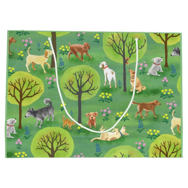 Bolsa De Regalo Grande Perros lindos en el bolso del regalo del parque (Reverso)