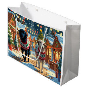 Bolsa De Regalo Grande Perros Pastores de Anatolia Navidad Nieve Fiesta