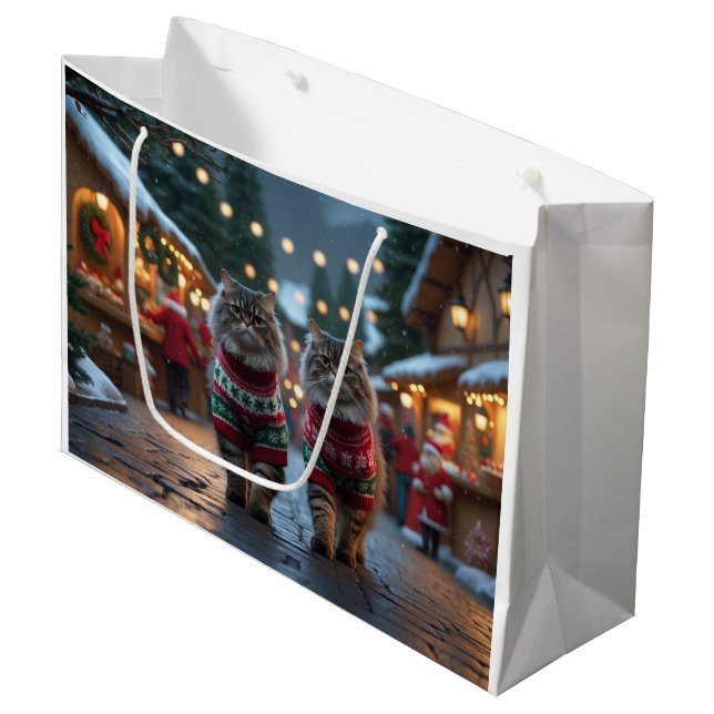 Bolsa De Regalo Grande Persian Cats Christmas Snow Holiday (Angulo Anverso)