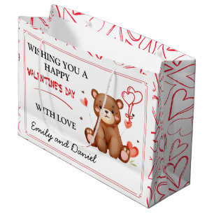 Bolsa De Regalo Grande Personalizable de El día de San Valentín del oso d