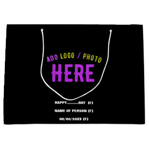 BOLSA DE REGALO GRANDE PERSONALIZABLE MODERNO ESTILO NEGRO VERIFICADO MAR