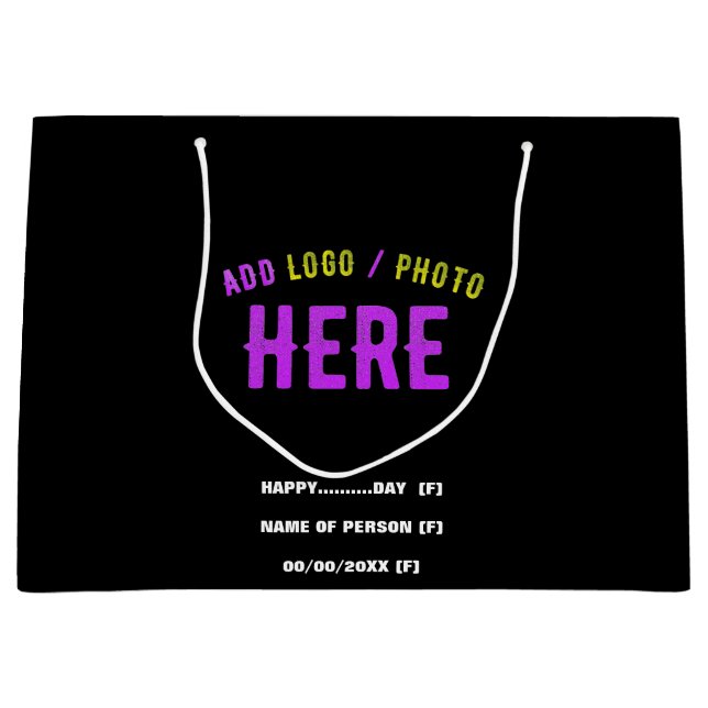 BOLSA DE REGALO GRANDE PERSONALIZABLE MODERNO ESTILO NEGRO VERIFICADO MAR (Anverso)