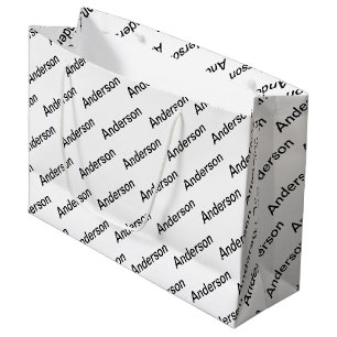 Bolsa De Regalo Grande Personalizable Repetir texto Blanco y negro modern