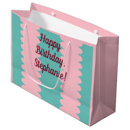 Bolsa De Regalo Grande Personalizable, rosa bubblegum, verde azulada, bon