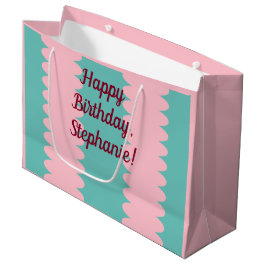 Bolsa De Regalo Grande Personalizable, rosa chicle, azul turquesa, bonito
