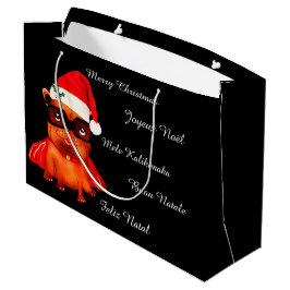 Bolsa De Regalo Grande Personalizable vacaciones bulldog santa