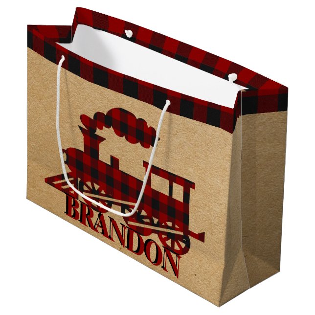Bolsa de regalo grande personalizada tren a cuadro (Angulo Anverso)