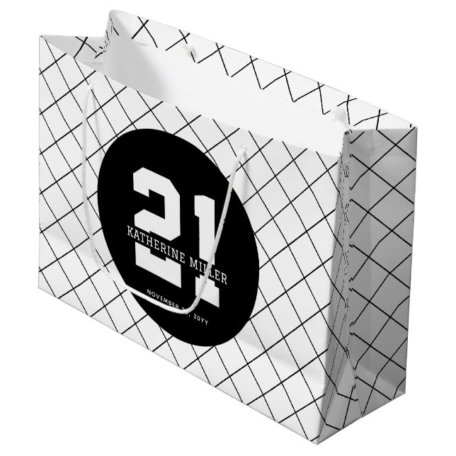 Bolsa De Regalo Grande Personalizado 21º cumpleaños Moderno y elegante (Angulo Anverso)