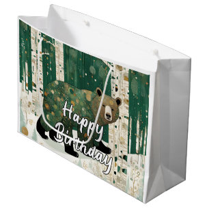 Bolsa De Regalo Grande Personalizado 50.º cumpleaños del oso Art Nouveau