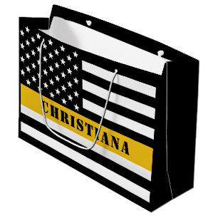 Bolsa De Regalo Grande Personalizado 911 Dispatcher USA Flag Thin Gold Li