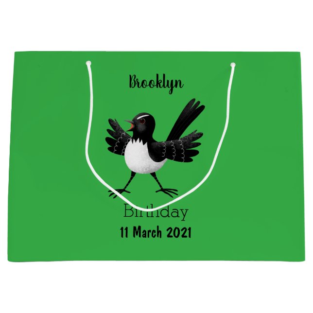Bolsa De Regalo Grande Personalizado australiano Willie Wagtail (Anverso)