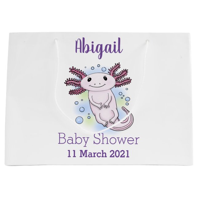 Bolsa De Regalo Grande Personalizado axolotópico rosa adorable (Anverso)
