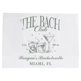 Bolsa De Regalo Grande Personalizado Bach Club Bachelorette Retro Cóctel 
