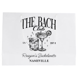 Bolsa De Regalo Grande Personalizado Bachelorette Retro Cóctel Negro