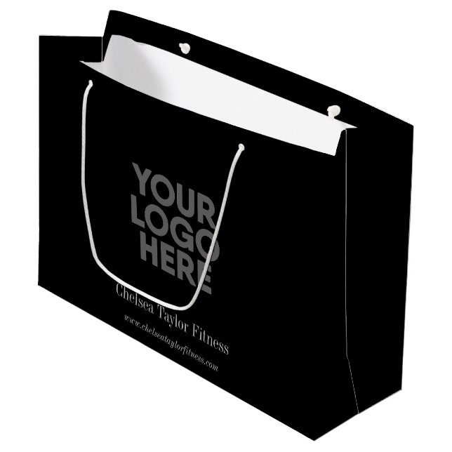 Bolsa De Regalo Grande Personalizado Black Logo Corporate Company (Angulo Anverso)