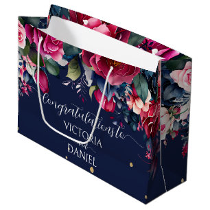 Bolsa De Regalo Grande Personalizado boda de rosas rosa burdeos azul mari