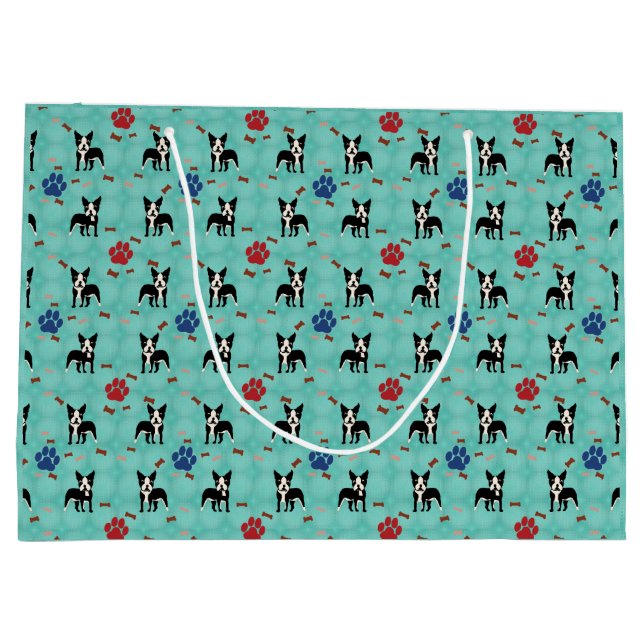 Bolsa De Regalo Grande Personalizado Boston Terrier (Reverso)