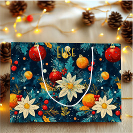 Bolsa de regalo grande personalizado con floral az